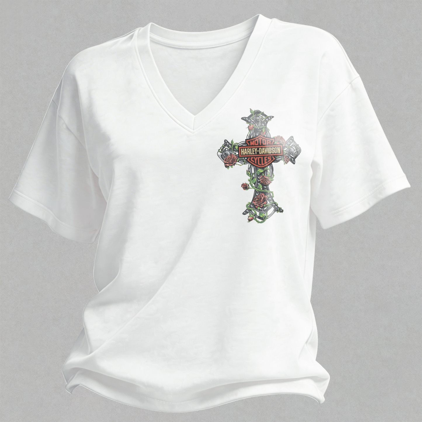  Motorcycles Printed V-Neck Women's T-shirt