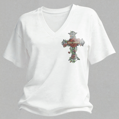  Motorcycles Printed V-Neck Women's T-shirt