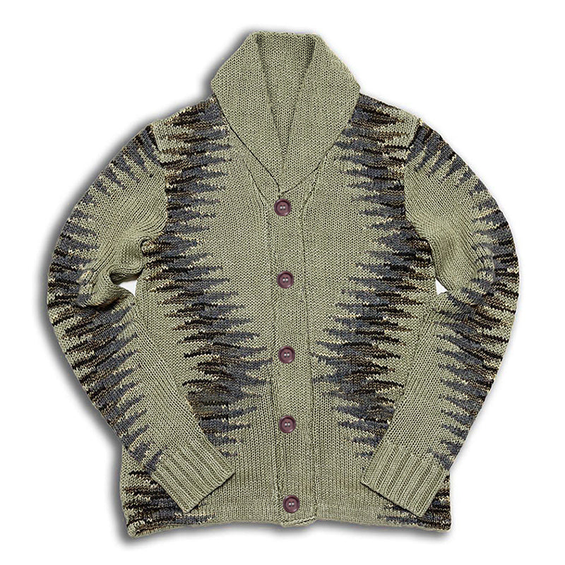Men's Vintage Geometric Jacquard Lapel Single-Breasted Knitted Cardigan
