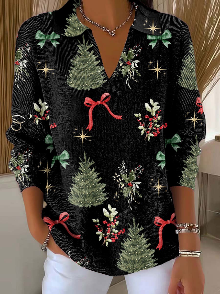 Vintage Christmas Art Print Buttoned Cardigan Sweater