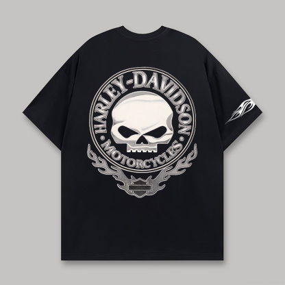  Motorcycles Skull Printed Oversized Unisex T-shirt