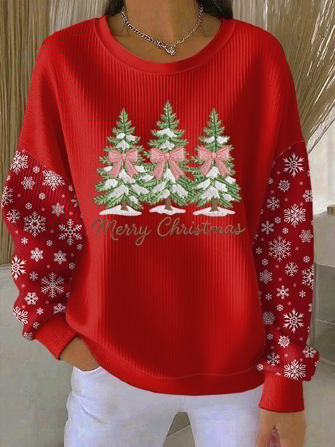 Women's Casual Christmas Textured Sweatshirt