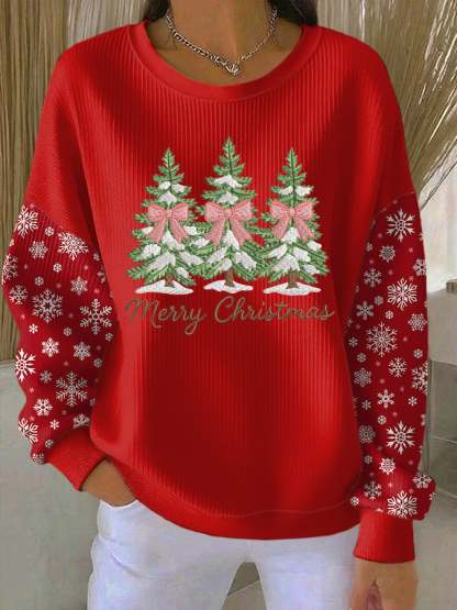 Women's Casual Christmas Textured Sweatshirt