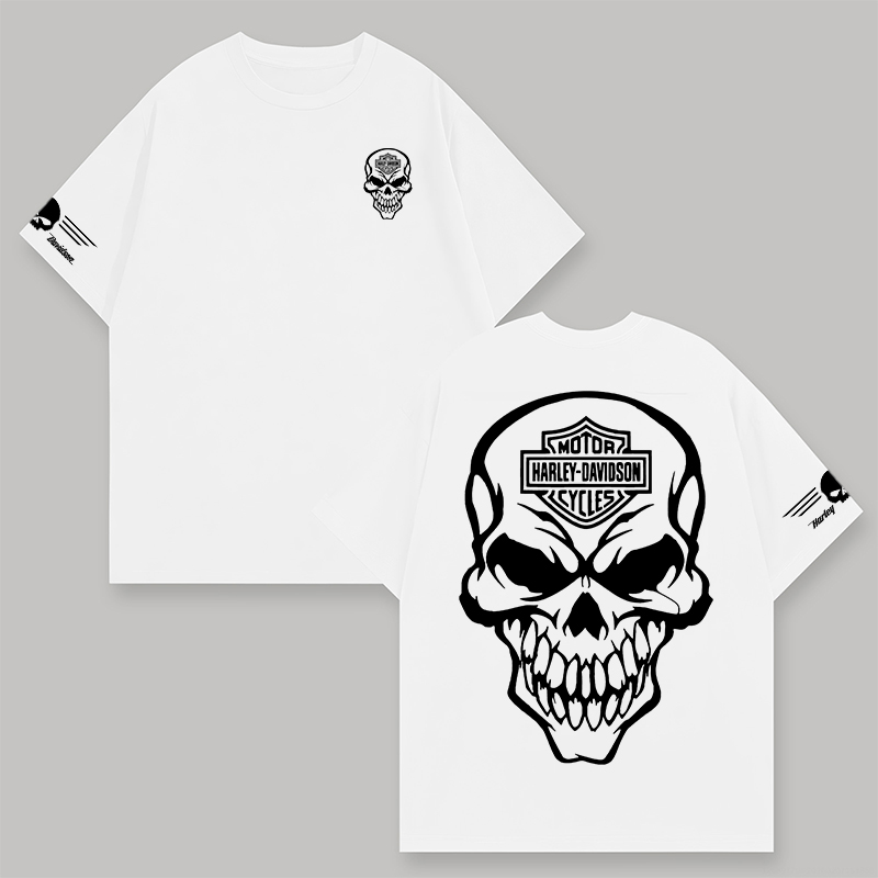  Motorcycles Skull Printed Oversized Unisex T-shirt