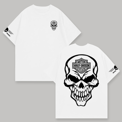  Motorcycles Skull Printed Oversized Unisex T-shirt