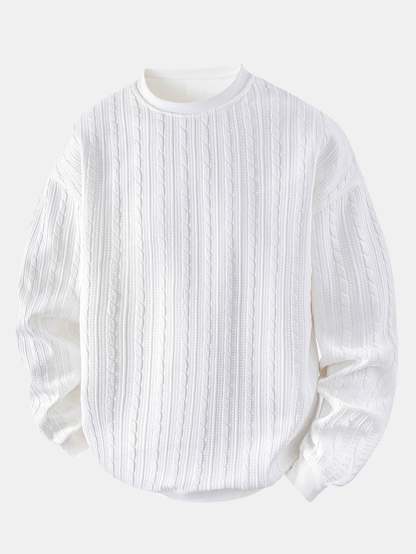 Relax Fit Twist Jacquard Crew Neck Sweatshirt & Twisted Jacquard Straight Leg Pants