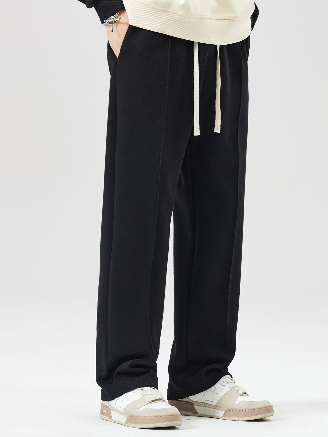 Relax Fit Milano Print Contrast Polo Sweatshirt & Straight Leg Pleated Pintuck Sweatpants