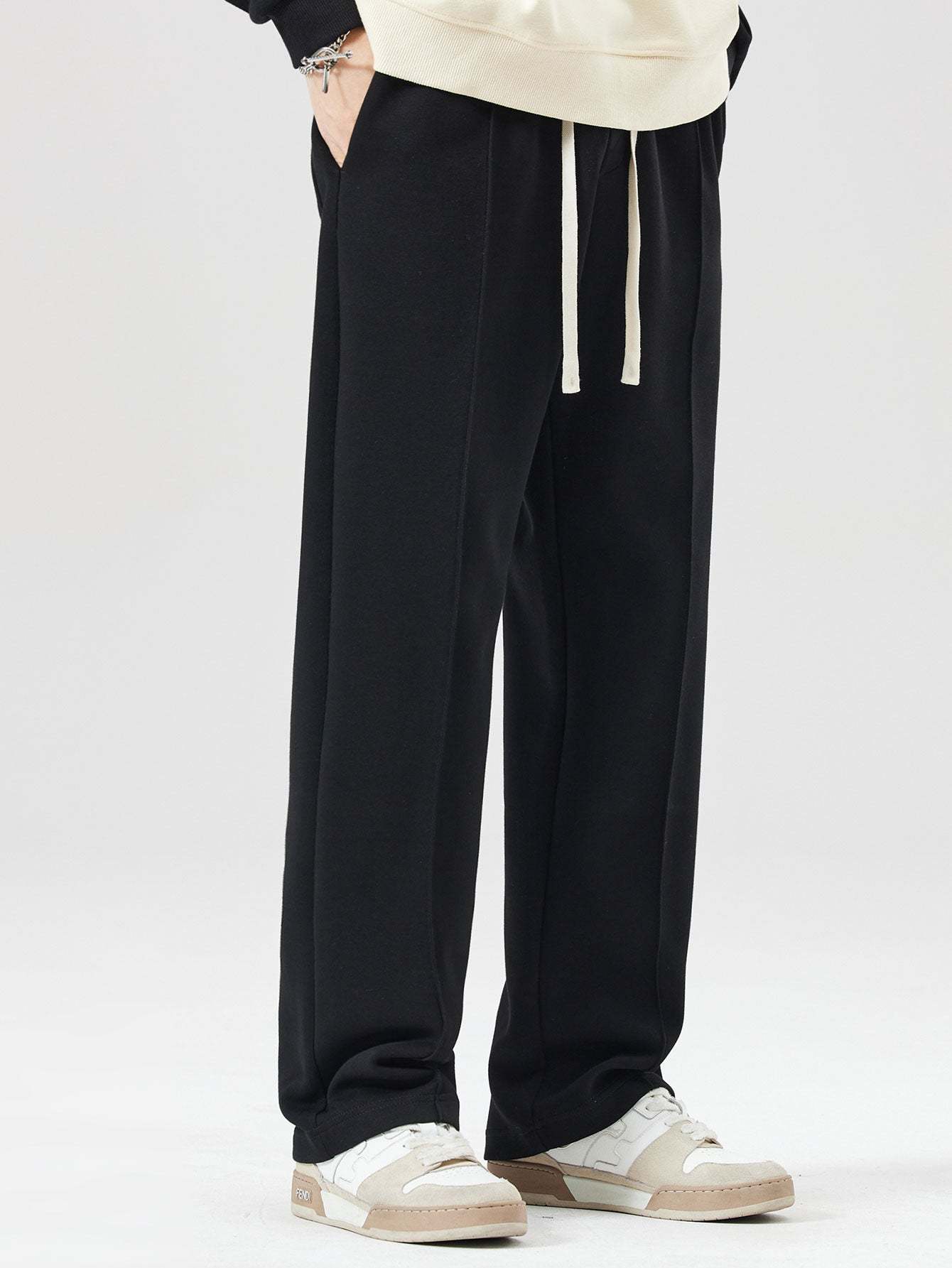 Relax Fit Milano Print Contrast Polo Sweatshirt & Straight Leg Pleated Pintuck Sweatpants
