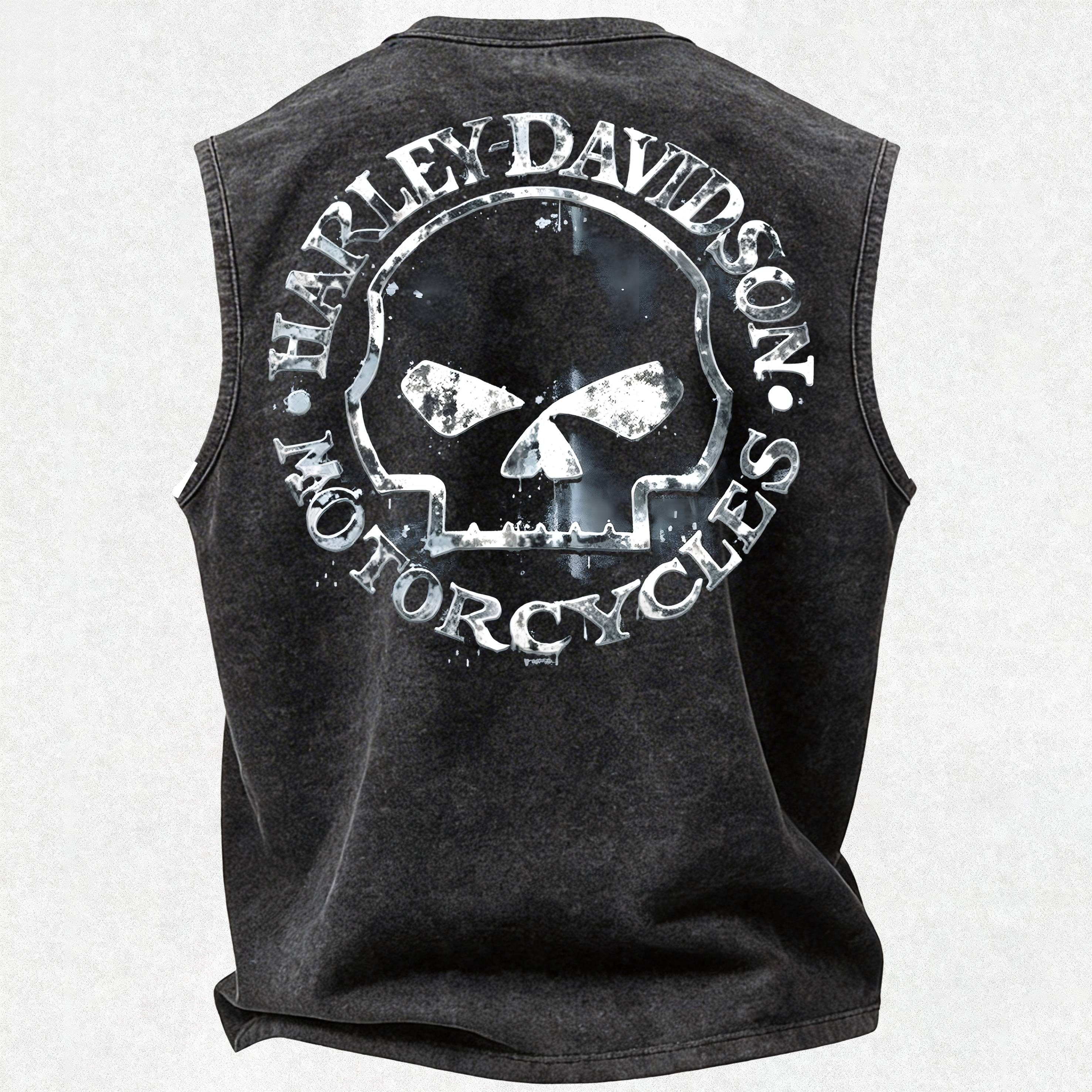  Motorcycles Printed Men's Washed Vest