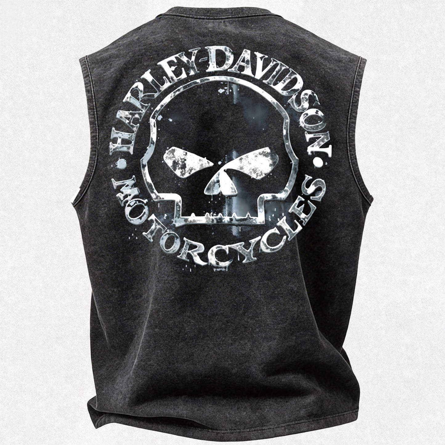  Motorcycles Printed Men's Washed Vest