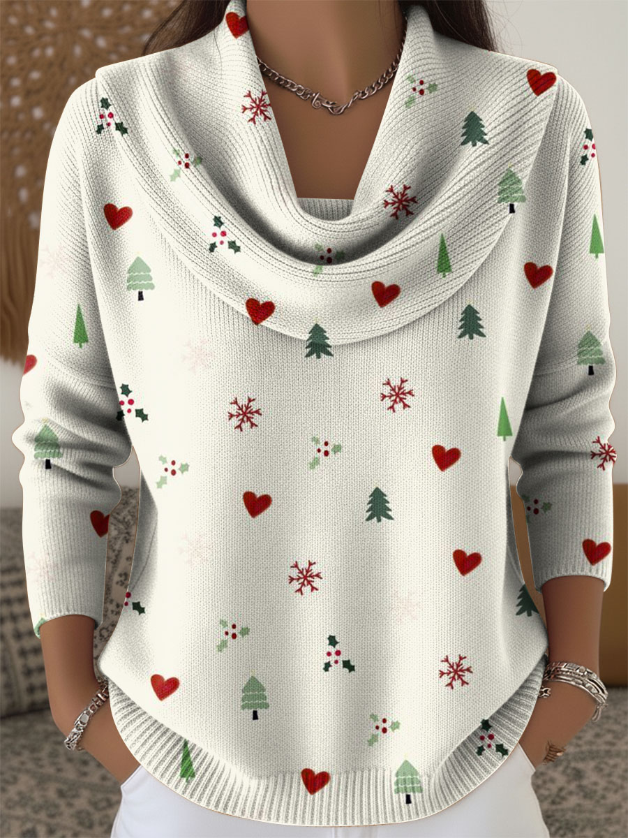Christmas Snowflake Decorations Women's Casual Swing Collar Long Sleeve Sweater