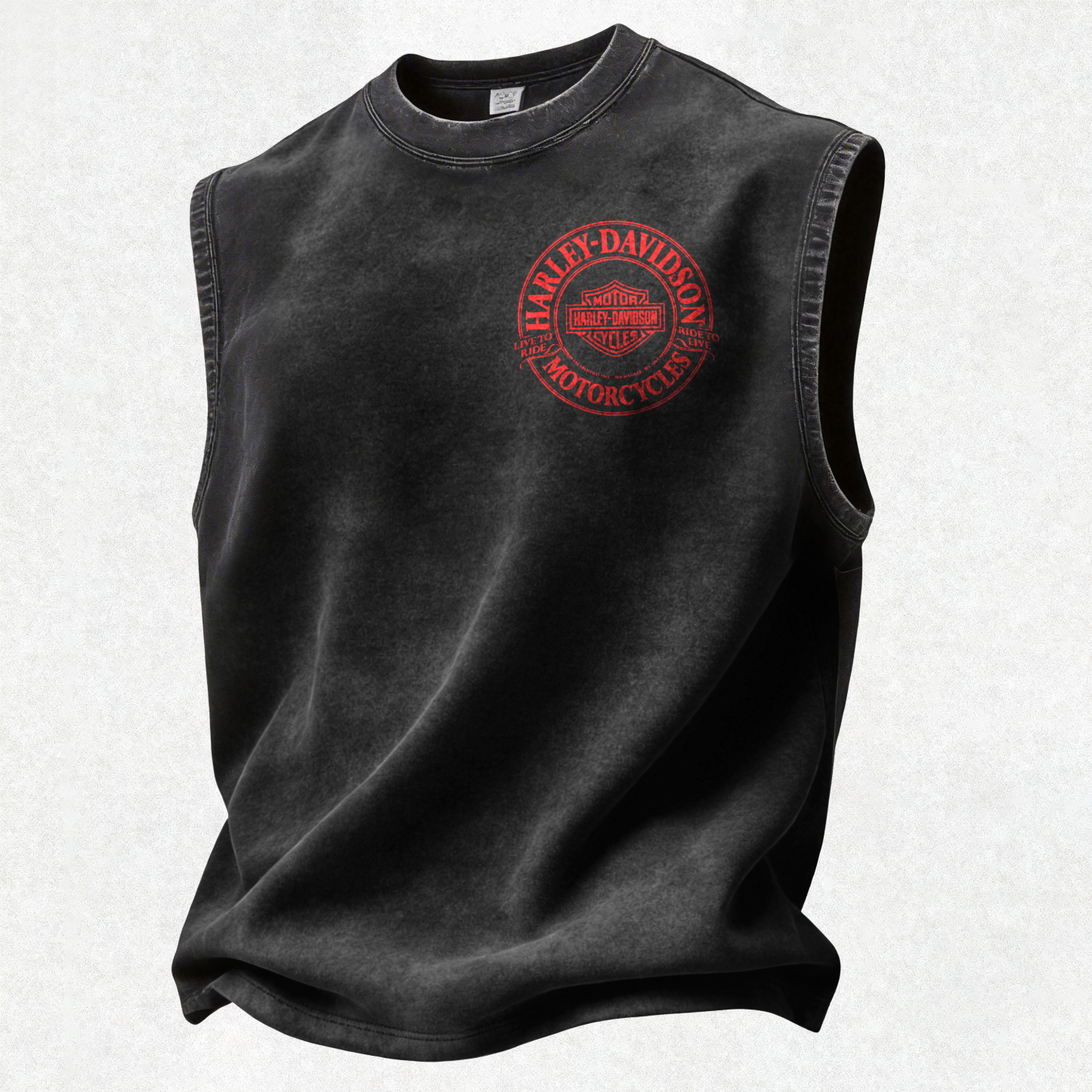  Motorcycles Printed Men's Washed Vest