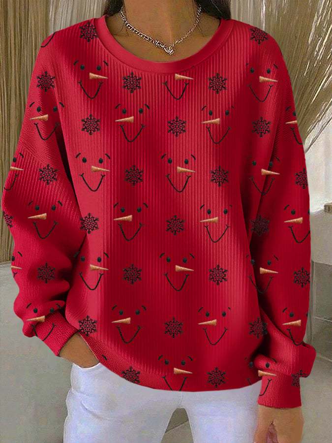 Women's Casual Christmas Snowman Sweatshirt