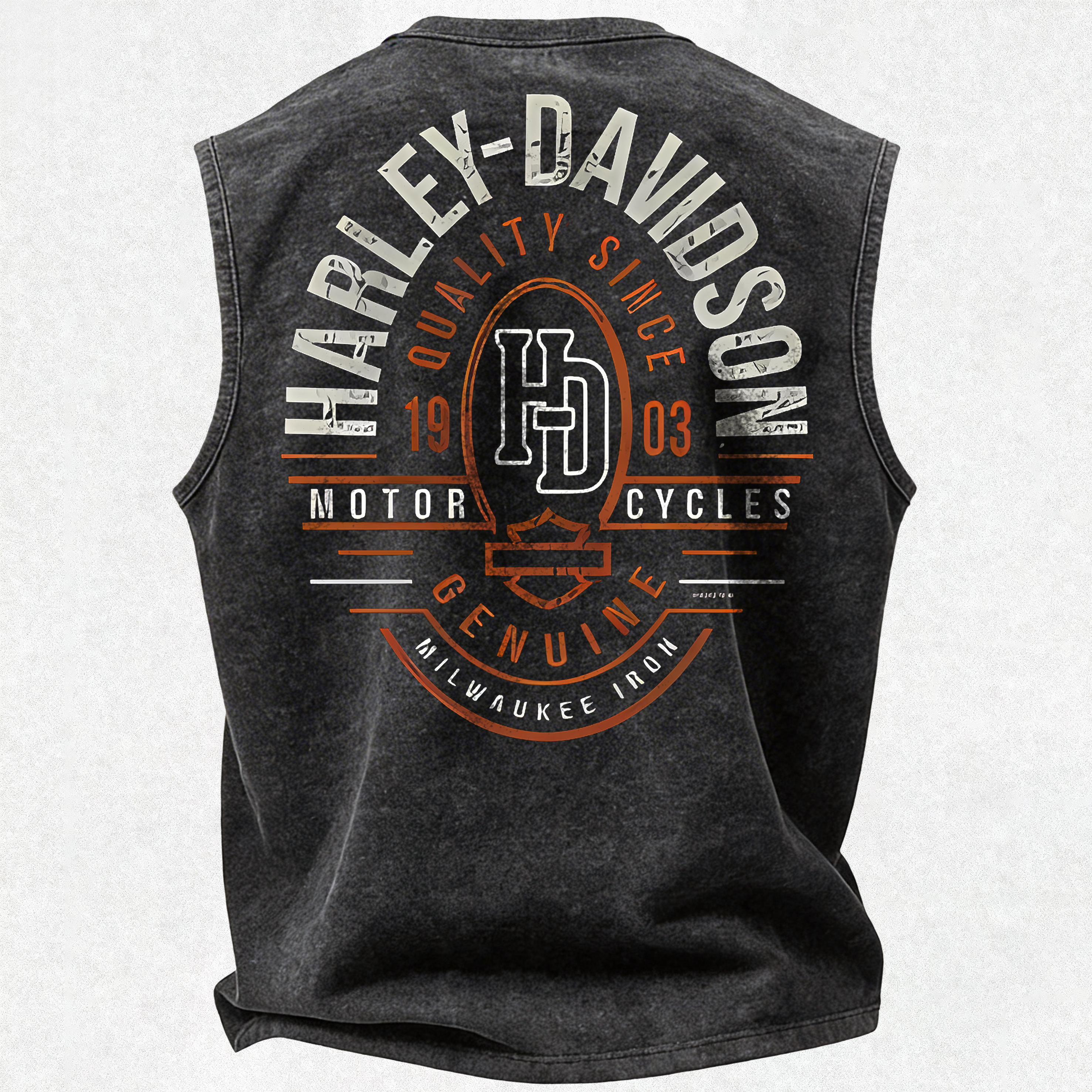  Motorcycles Printed Men's Washed Vest