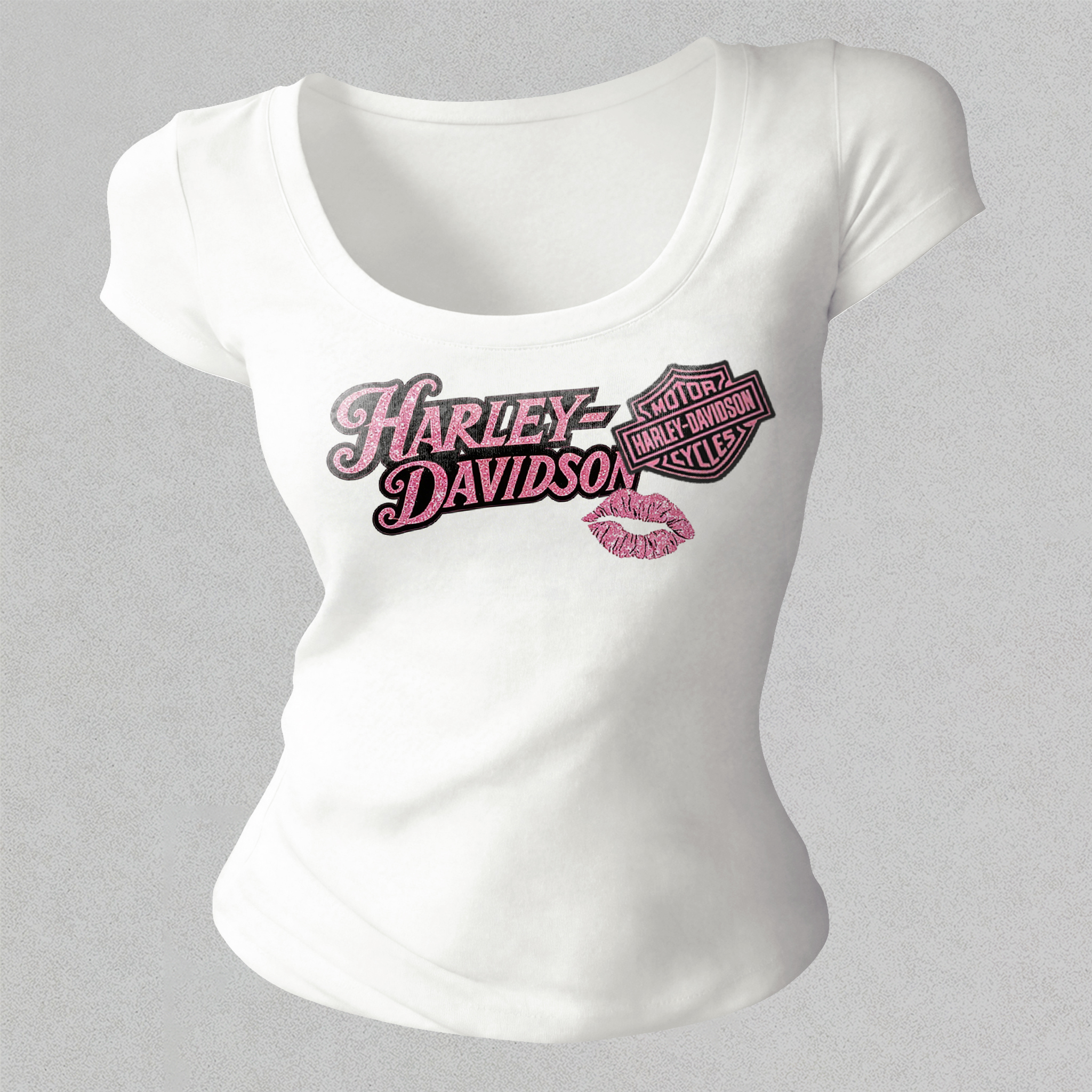  Motorcycles Printed Women's Tight-fitting U-neck T-shirt