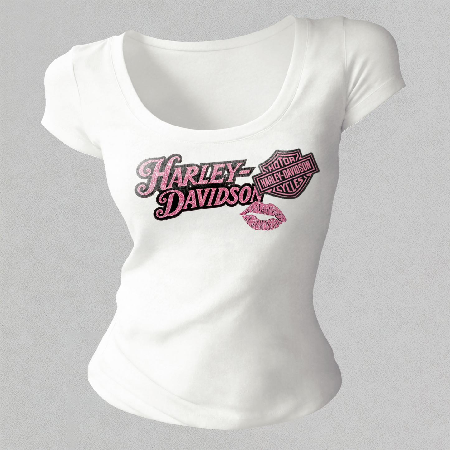  Motorcycles Printed Women's Tight-fitting U-neck T-shirt