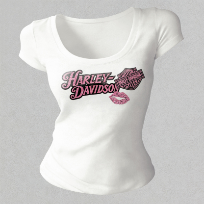  Motorcycles Printed Women's Tight-fitting U-neck T-shirt