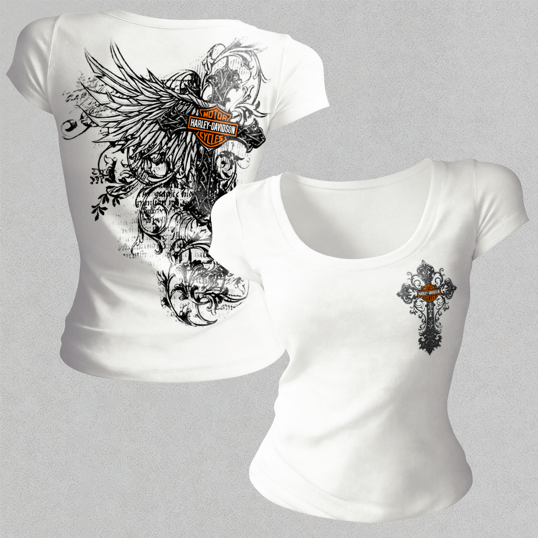  Motorcycles Printed Women's Tight-fitting U-neck T-shirt