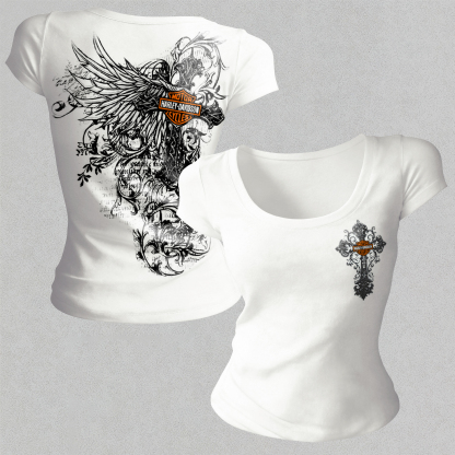  Motorcycles Printed Women's Tight-fitting U-neck T-shirt