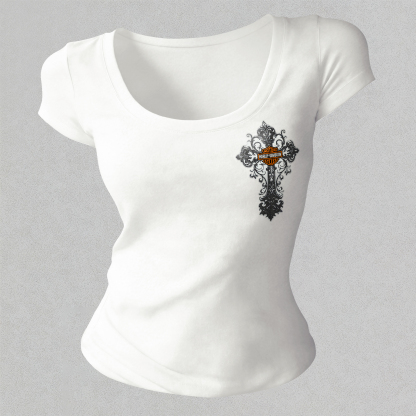  Motorcycles Printed Women's Tight-fitting U-neck T-shirt