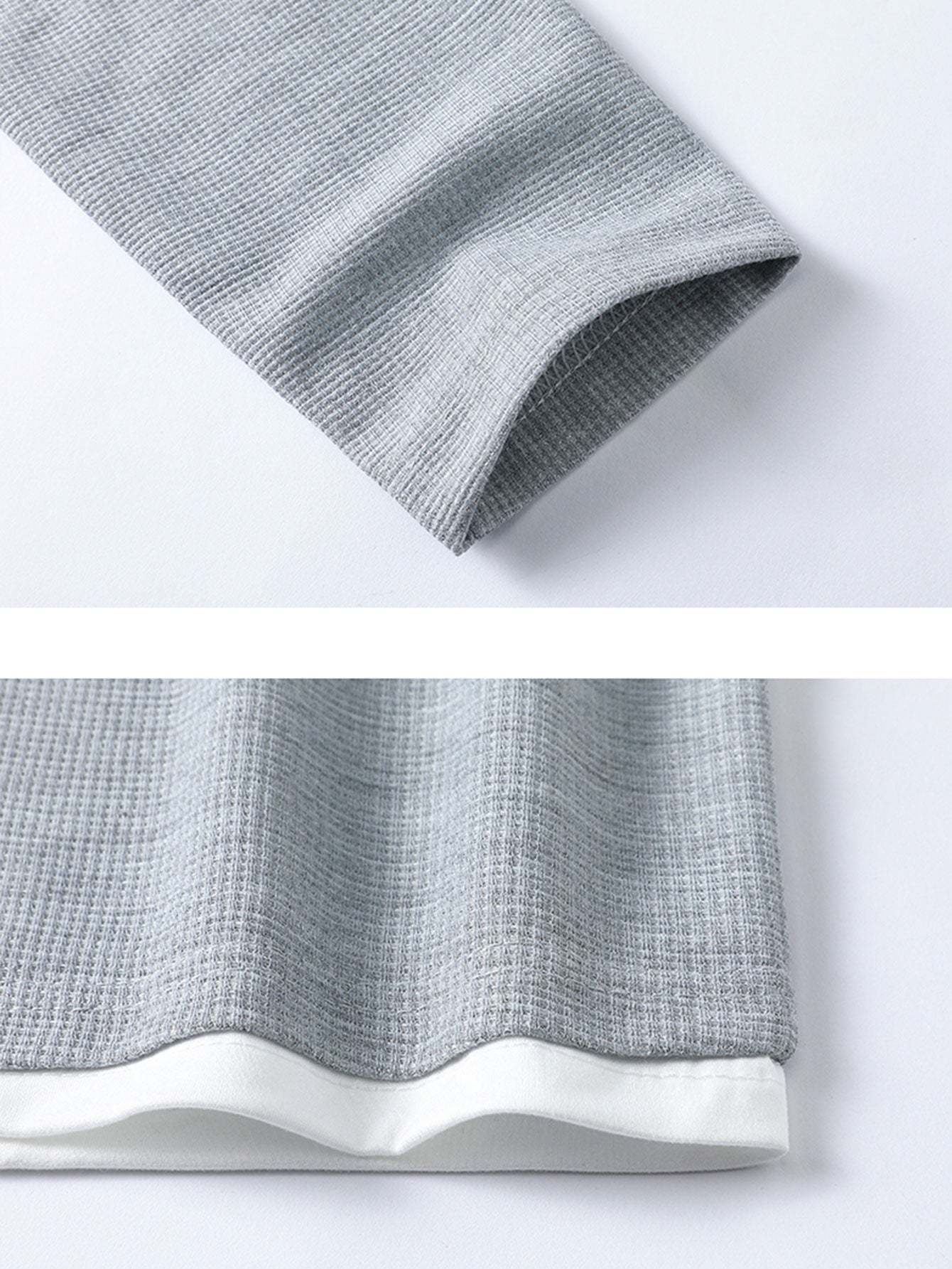 Relax Fit Long Sleeve 2 In 1 Waffle T-Shirt & Straight Leg Corduroy Pants