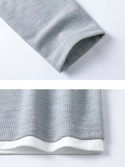 Relax Fit Long Sleeve 2 In 1 Waffle T-Shirt & Straight Leg Corduroy Pants