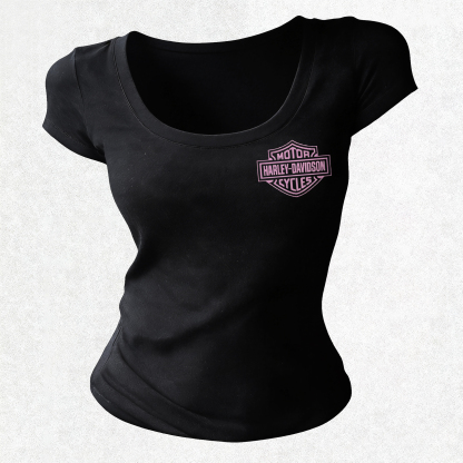  Motorcycles Printed Women's Tight-fitting U-neck T-shirt