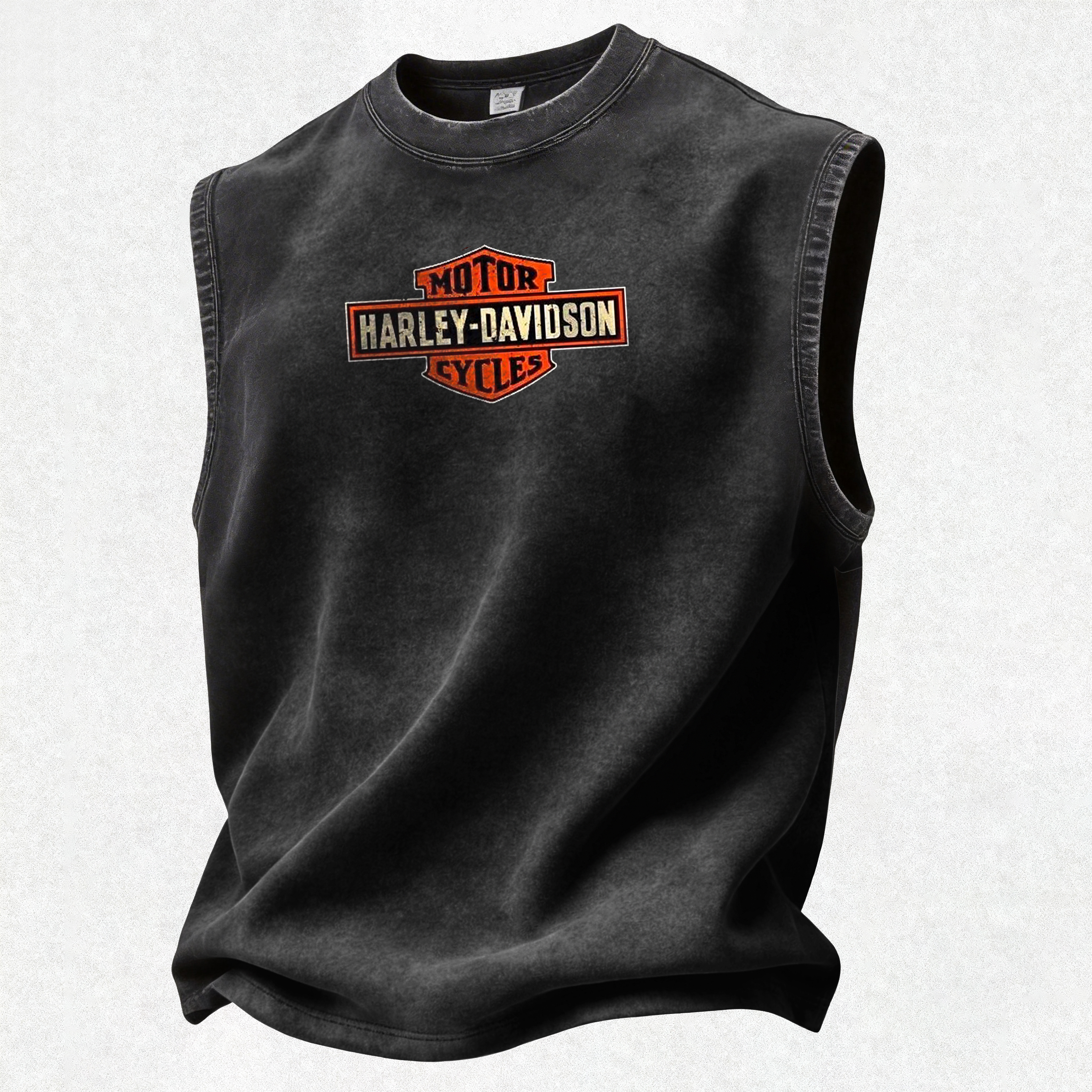  Motorcycles Printed Men's Washed Vest