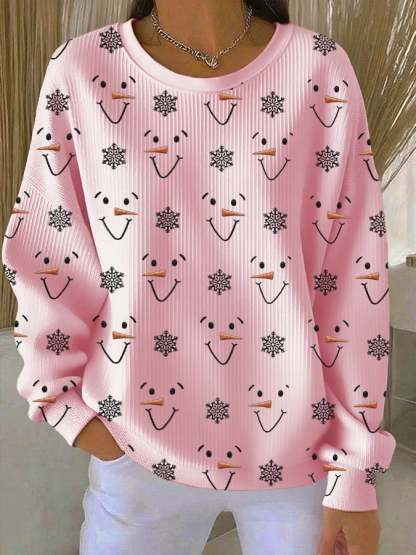 Women's Casual Christmas Snowman Sweatshirt