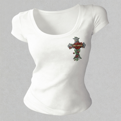  Motorcycles Printed Women's Tight-fitting U-neck T-shirt