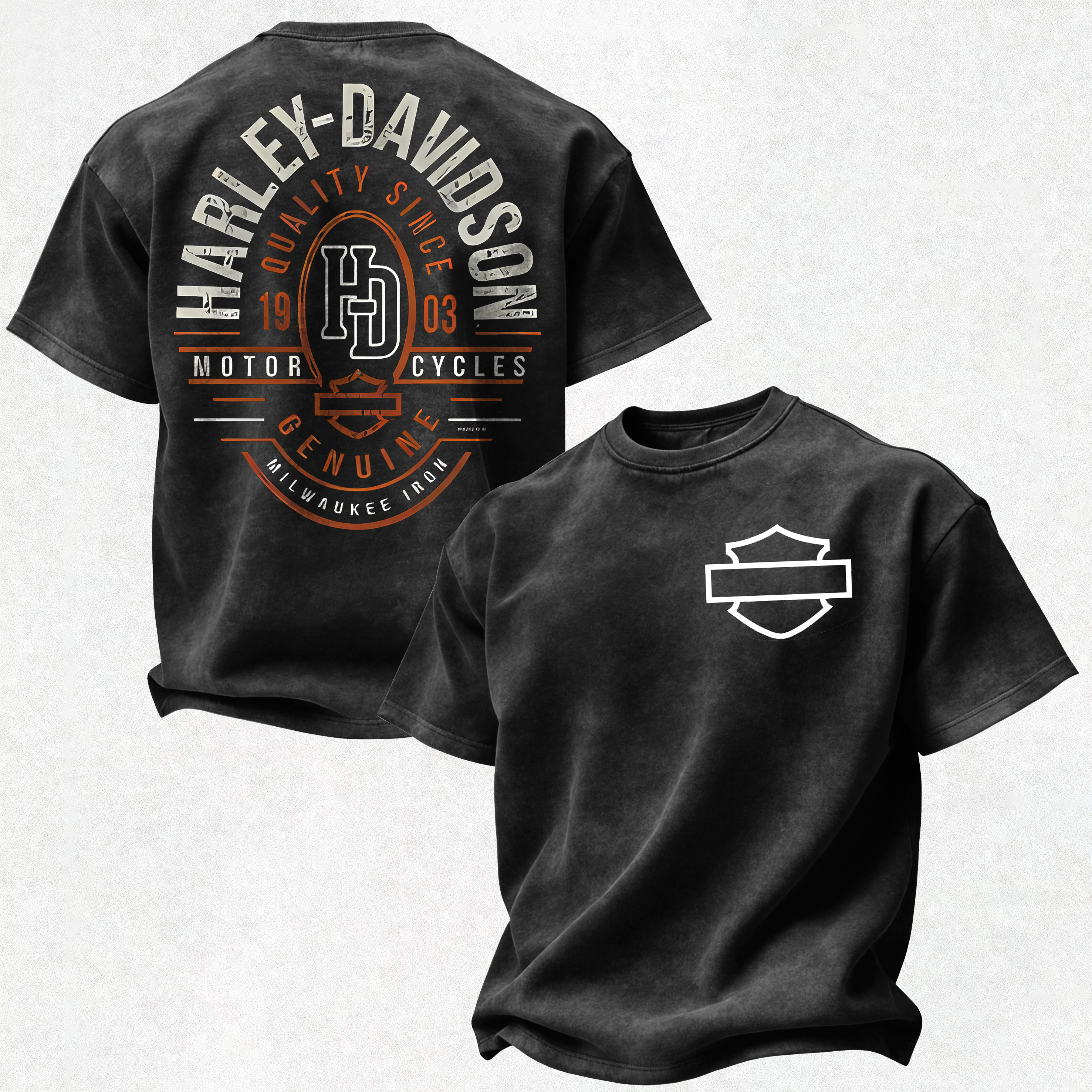  Motorcycles Printed Unisex Washed T-Shirt