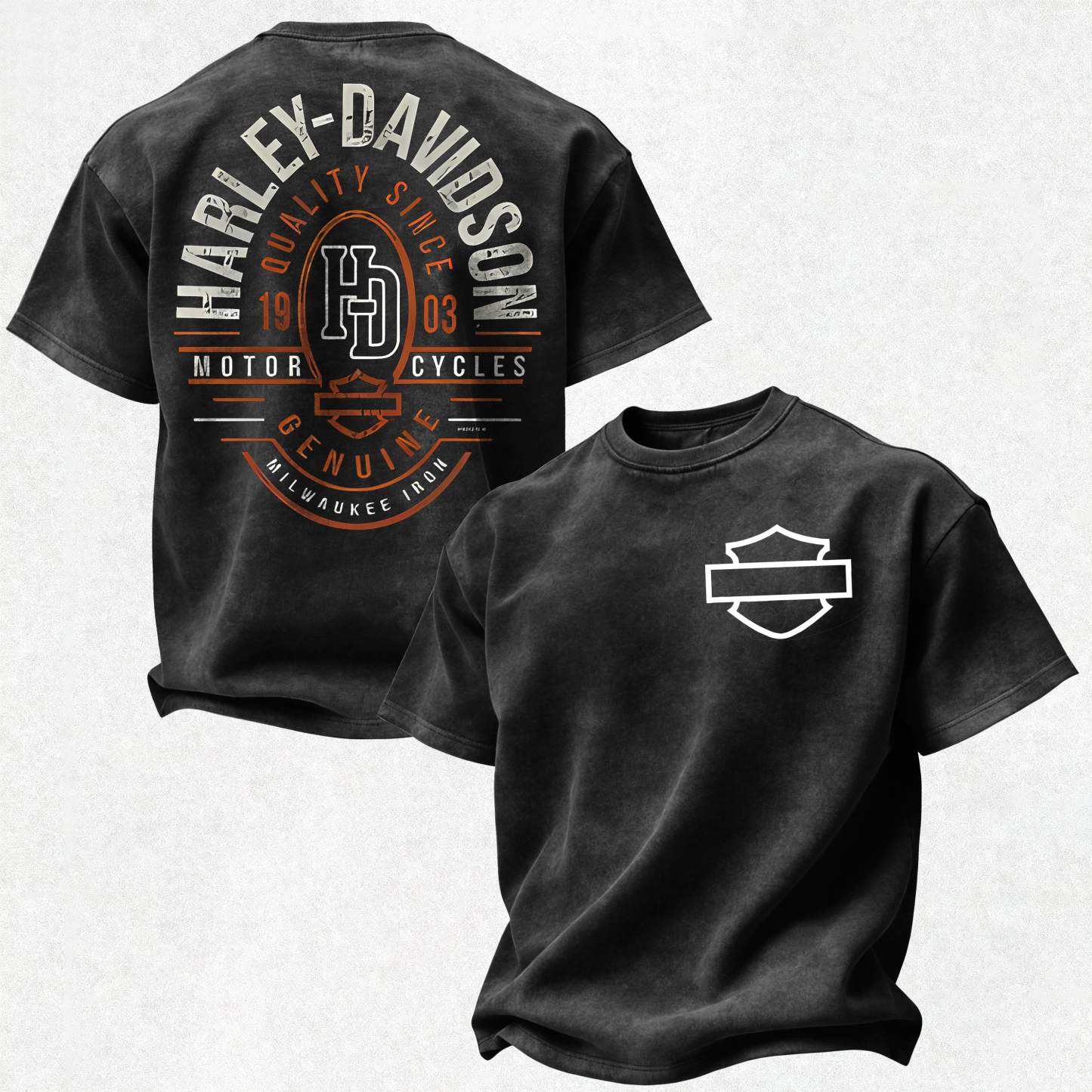 Harley-Davidson Motorcycles Printed Unisex Washed T-Shirt