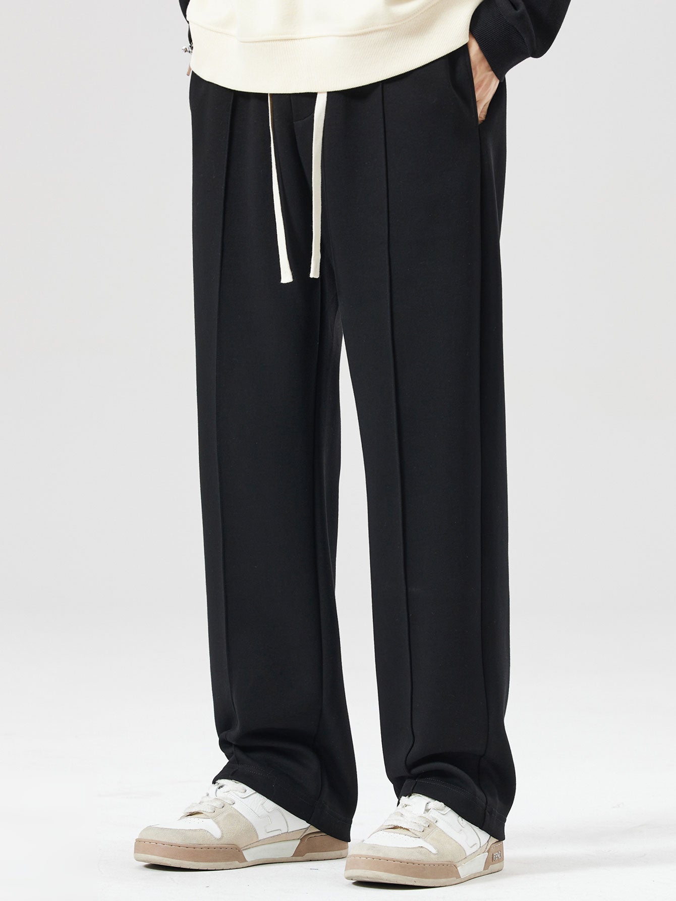 Relax Fit Milano Print Contrast Polo Sweatshirt & Straight Leg Pleated Pintuck Sweatpants