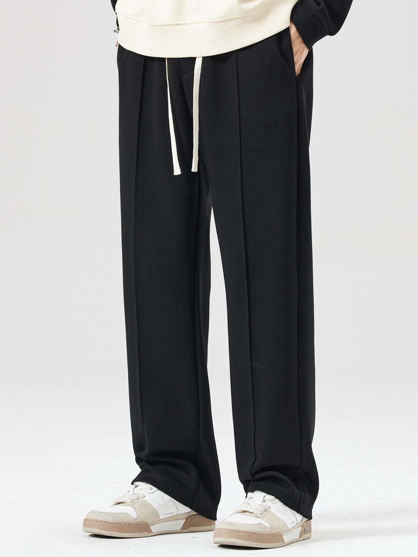 Relax Fit Milano Print Contrast Polo Sweatshirt & Straight Leg Pleated Pintuck Sweatpants
