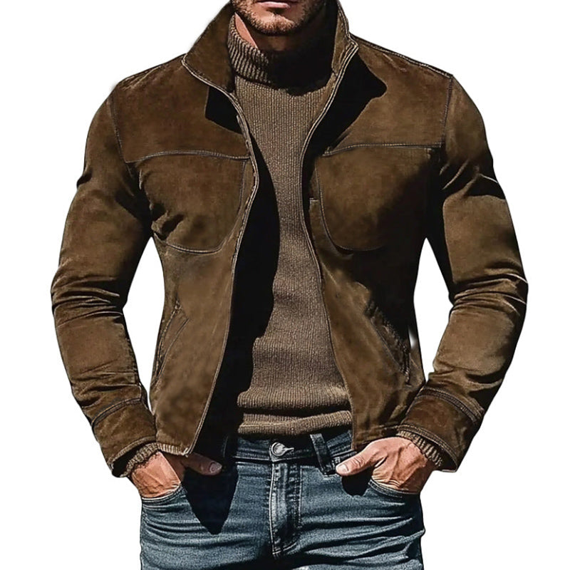 Men's Suede Stand Collar Jacket 