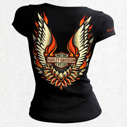  Motorcycles Printed Women's Tight-fitting U-neck T-shirt