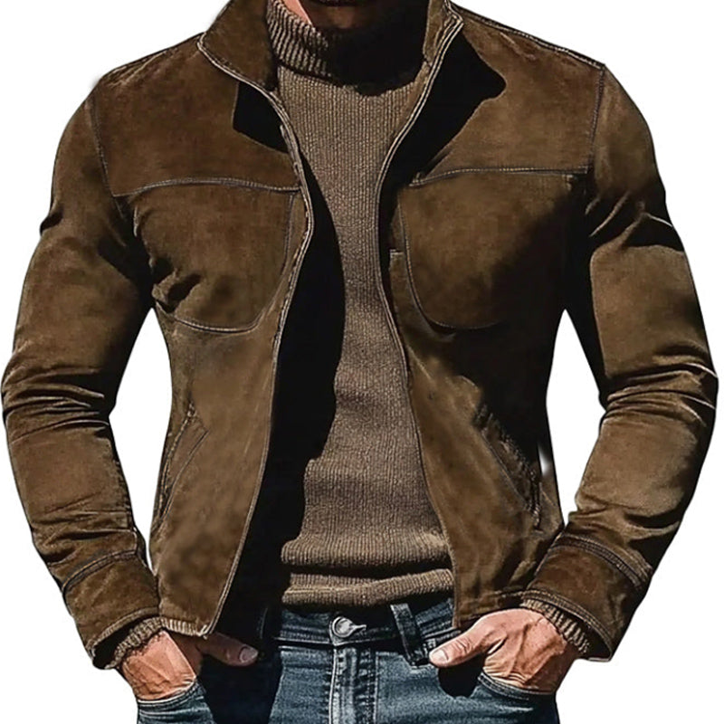 Men's Suede Stand Collar Jacket 