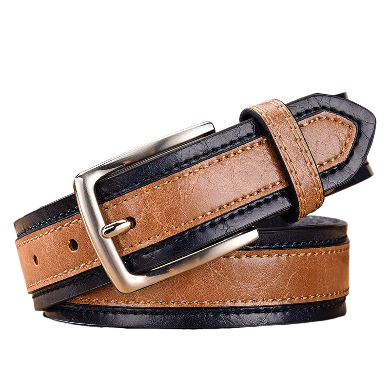 Men's Vintage Colorblock Pin Buckle Leather Belt