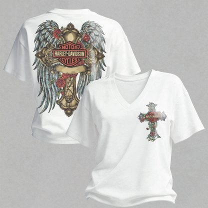  Motorcycles Printed V-Neck Women's T-shirt