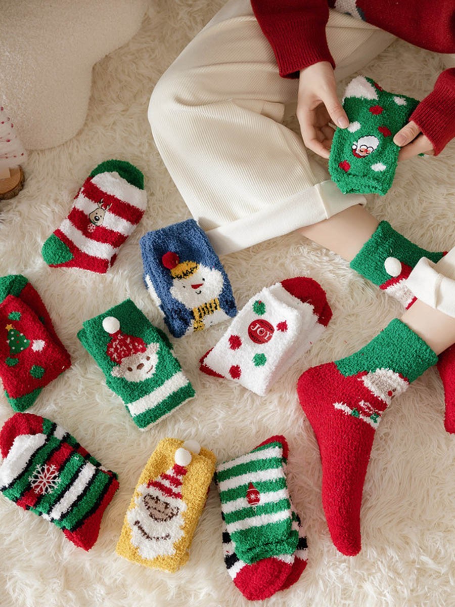Christmas Ball Coral Fleece Socks Gift Box Christmas Gift Thickened Cartoon Sleep Socks