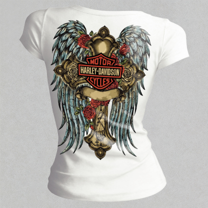  Motorcycles Printed Women's Tight-fitting U-neck T-shirt