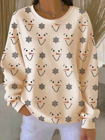 Women's Casual Christmas Snowman Sweatshirt
