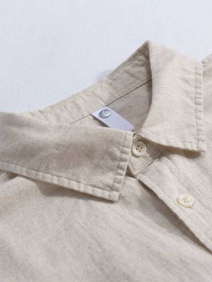 Long Sleeve Linen Cotton Shirt With Pocket