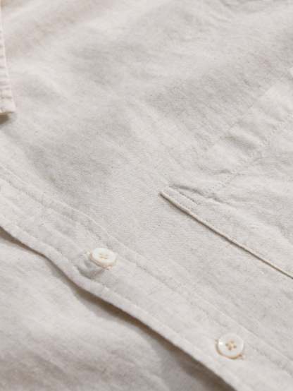 Long Sleeve Linen Cotton Shirt With Pocket