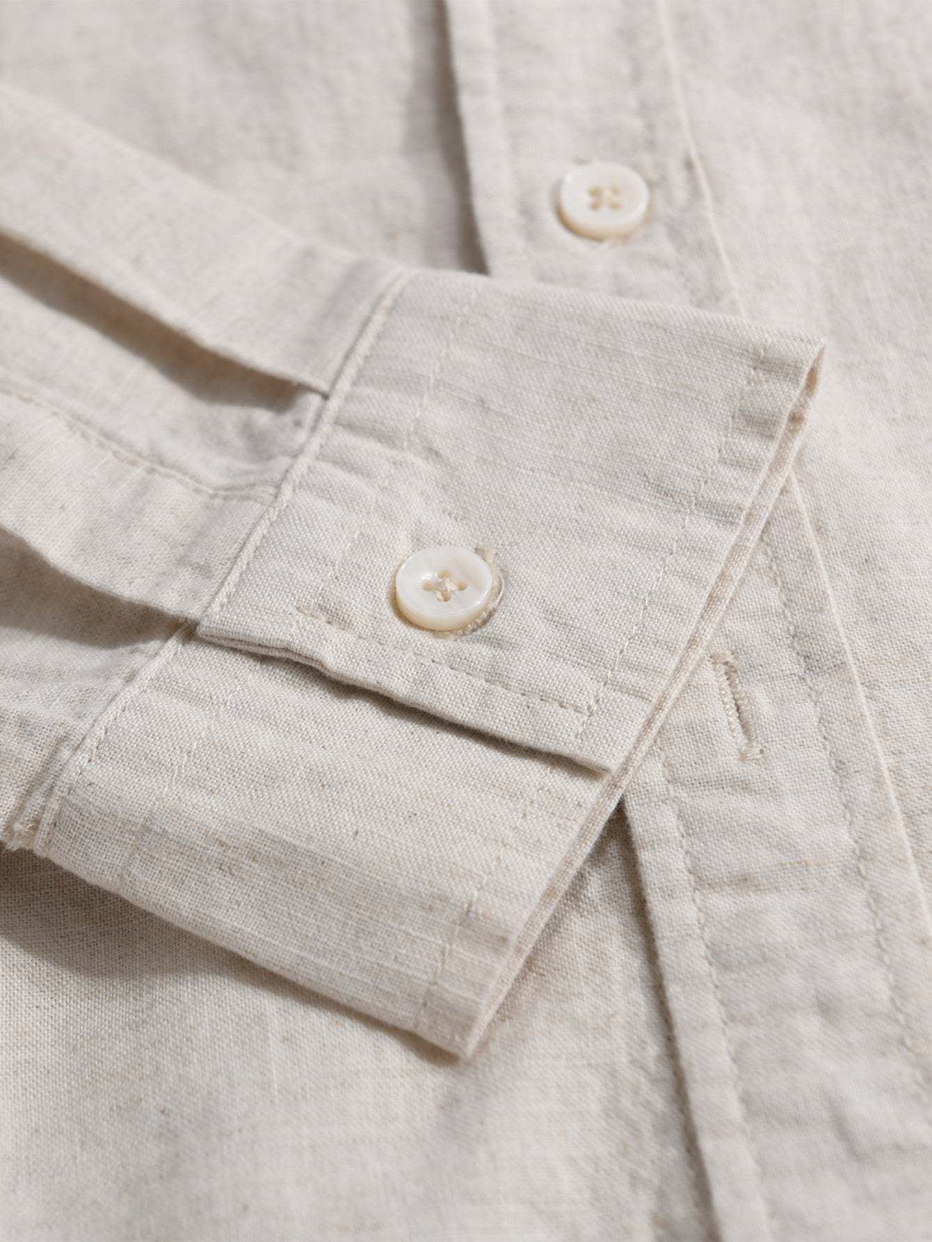 Long Sleeve Linen Cotton Shirt With Pocket