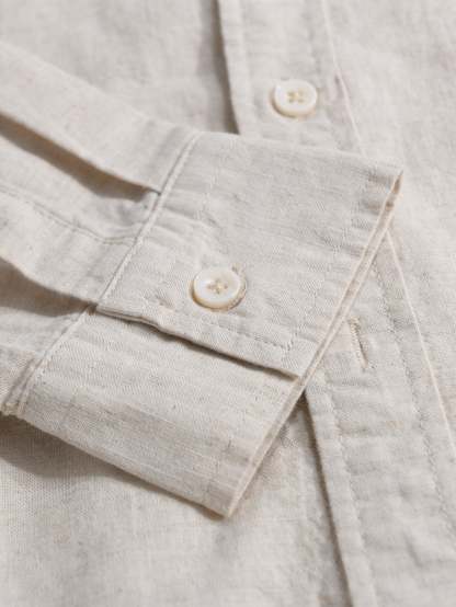 Long Sleeve Linen Cotton Shirt With Pocket