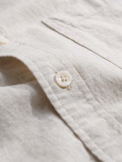 Long Sleeve Linen Cotton Shirt With Pocket