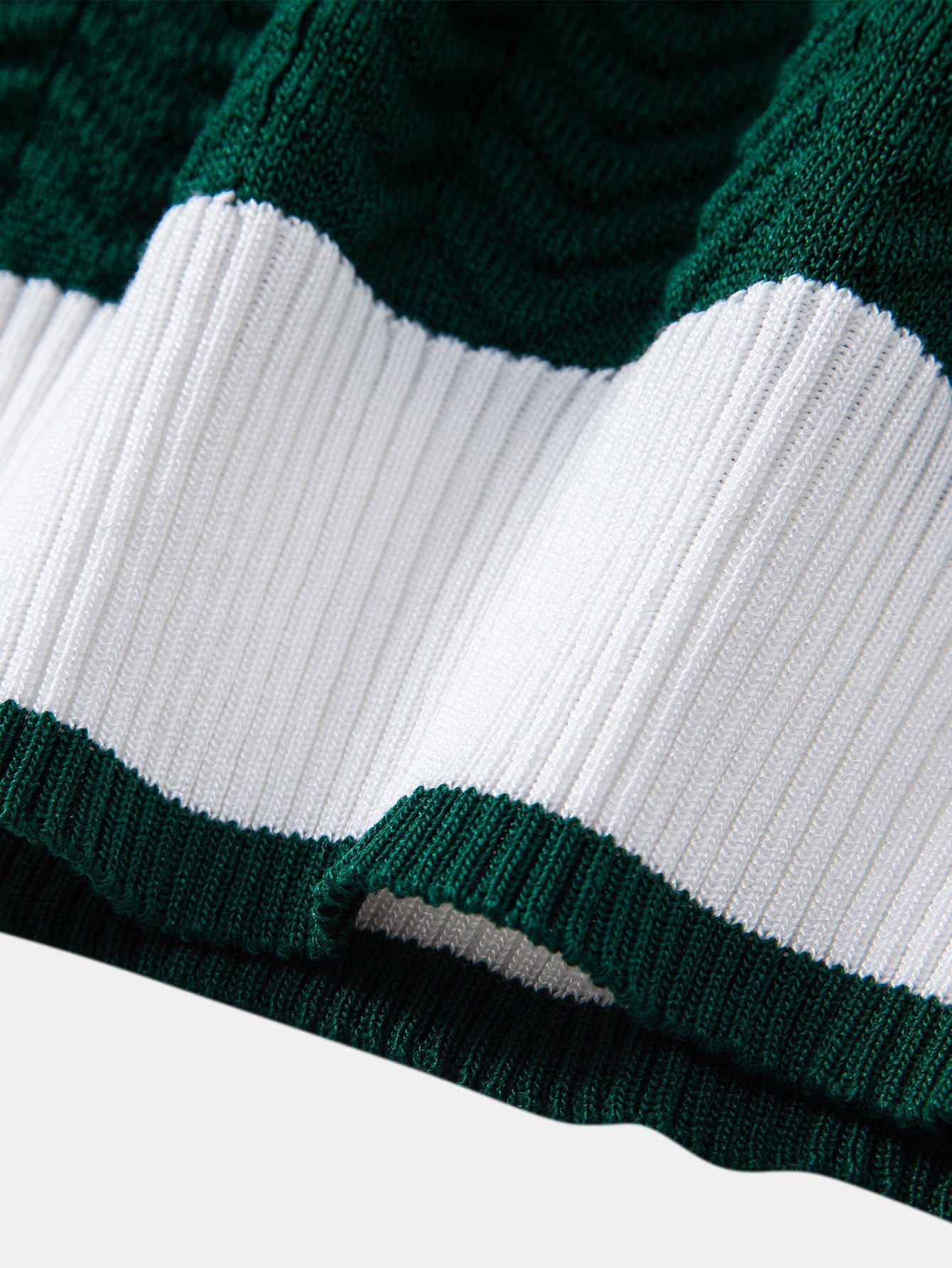 Texture Contrast Knitted V Neck Polo Shirt & Straight Leg Ribbed Pants