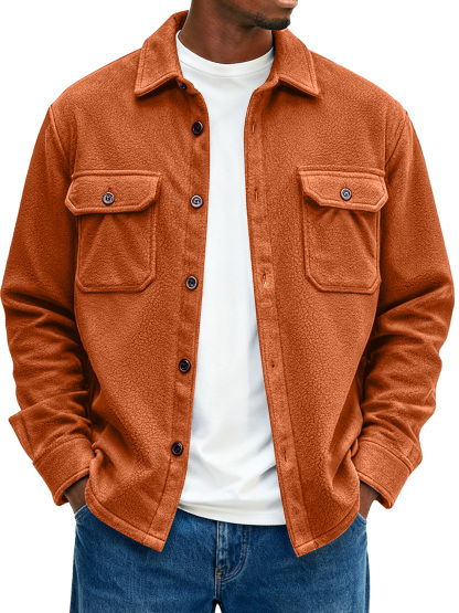 Men's Double Pocket Fleece Casual Loose-fitting Jacket