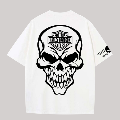  Motorcycles Skull Printed Oversized Unisex T-shirt